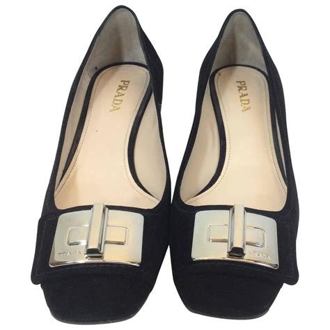 prada suede loafer-style pumps|Black Suede Loafers .